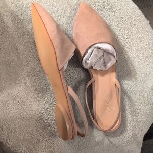 Women's Taupe Suede Sling Back Flats